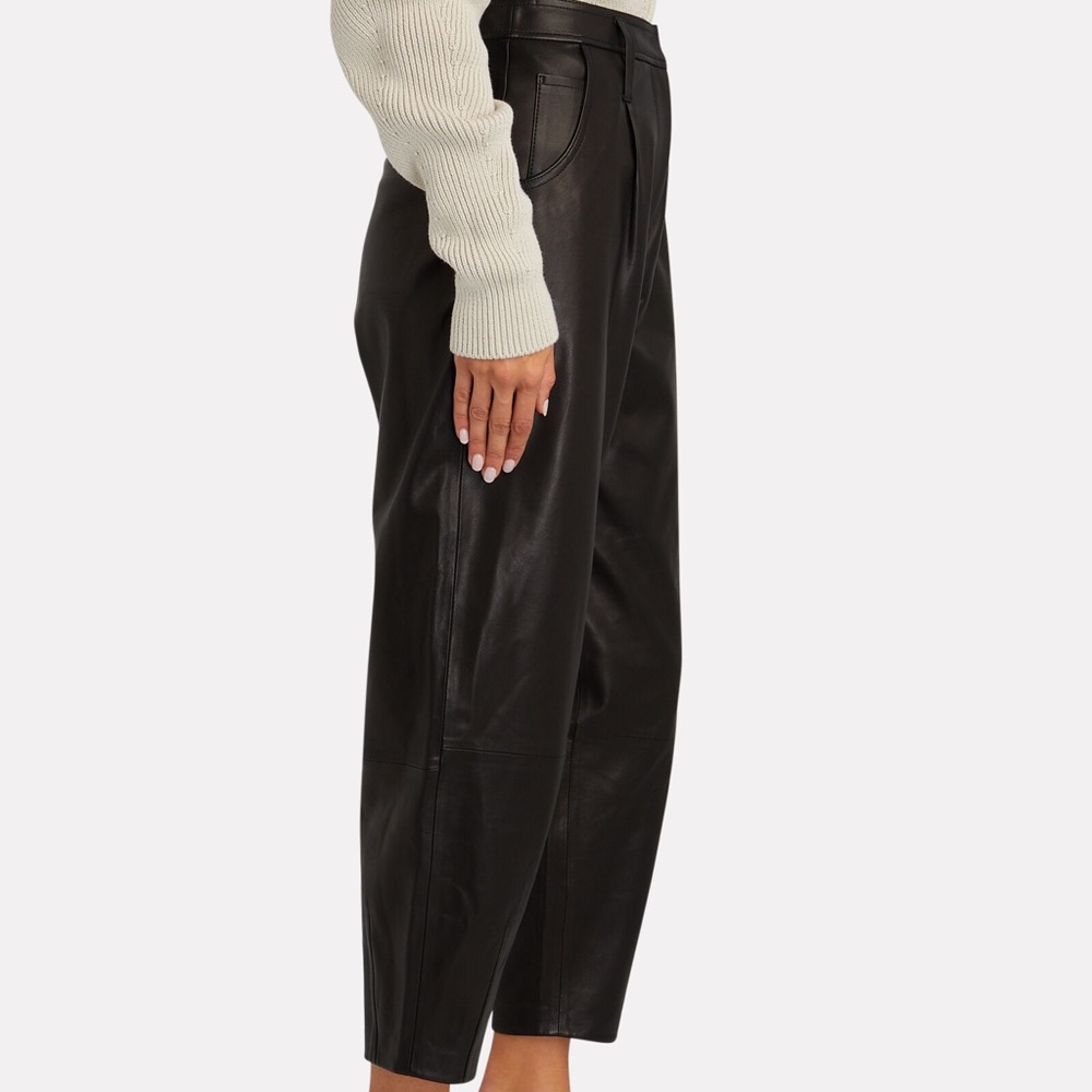 Frame Leather Barrel Leg Pants Size L - Picture 3 of 9